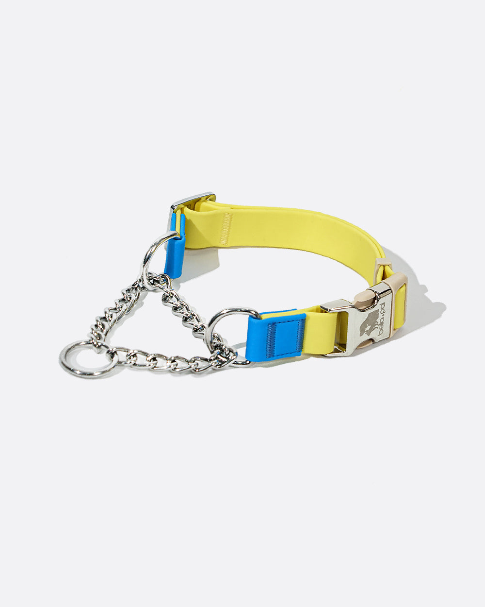 Mini Yellow Aqua PVC Waterproof Martingale Collar for dogs, showcasing its vibrant yellow color and durable waterproof material
