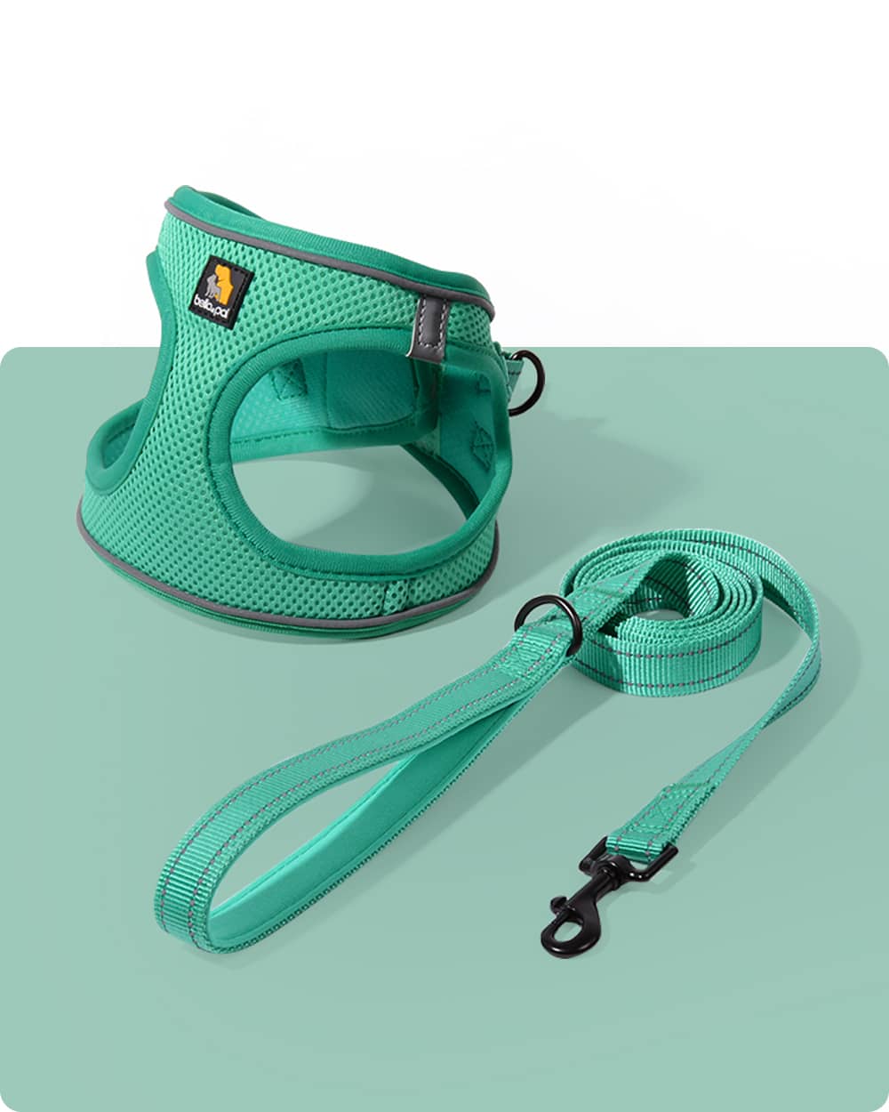 OxyMesh Velcro Step-in Harness and Leash Set - Emerald