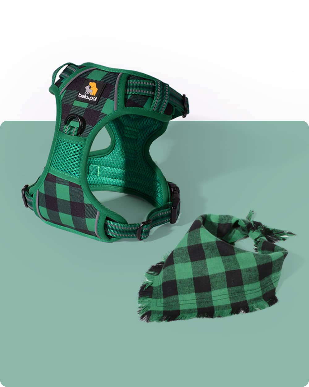 Smart Pro Christmas No Pull Harness Set - Scottish Style Green Grid