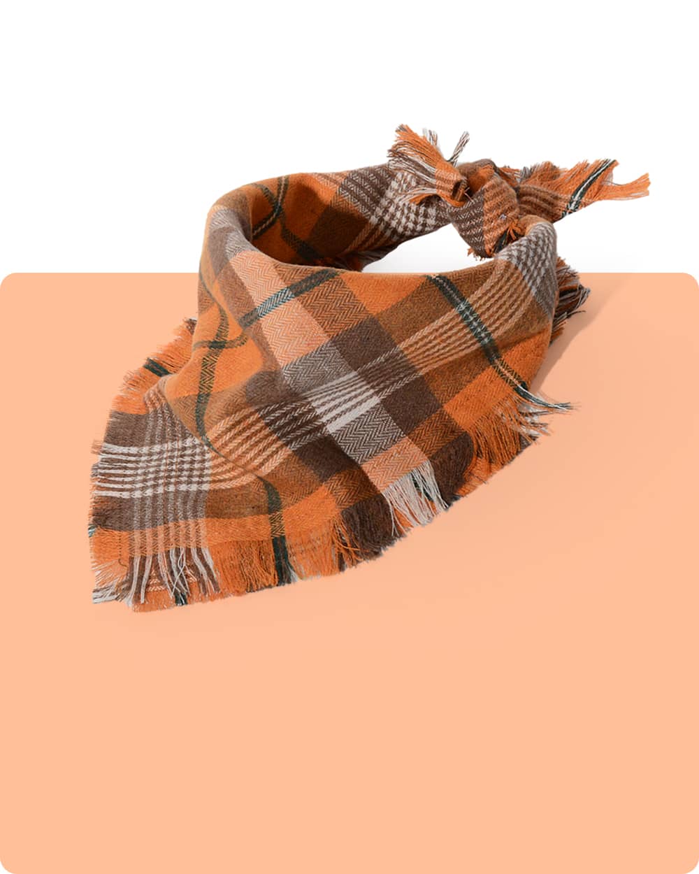 Tassel Dog Bandana - Orange Tartan