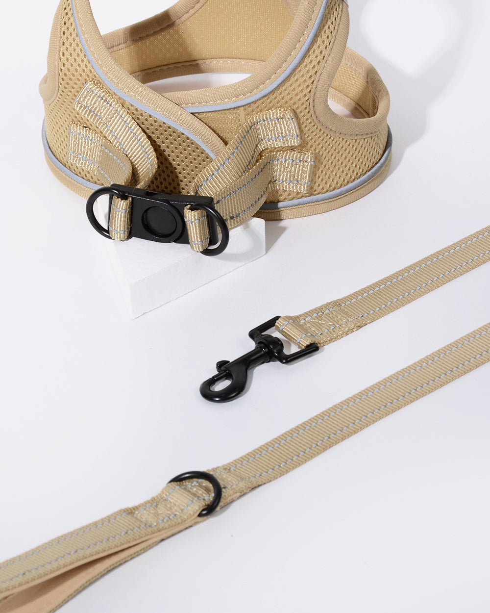 OxyMesh Velcro Step-in Harness and Leash Set - Tan