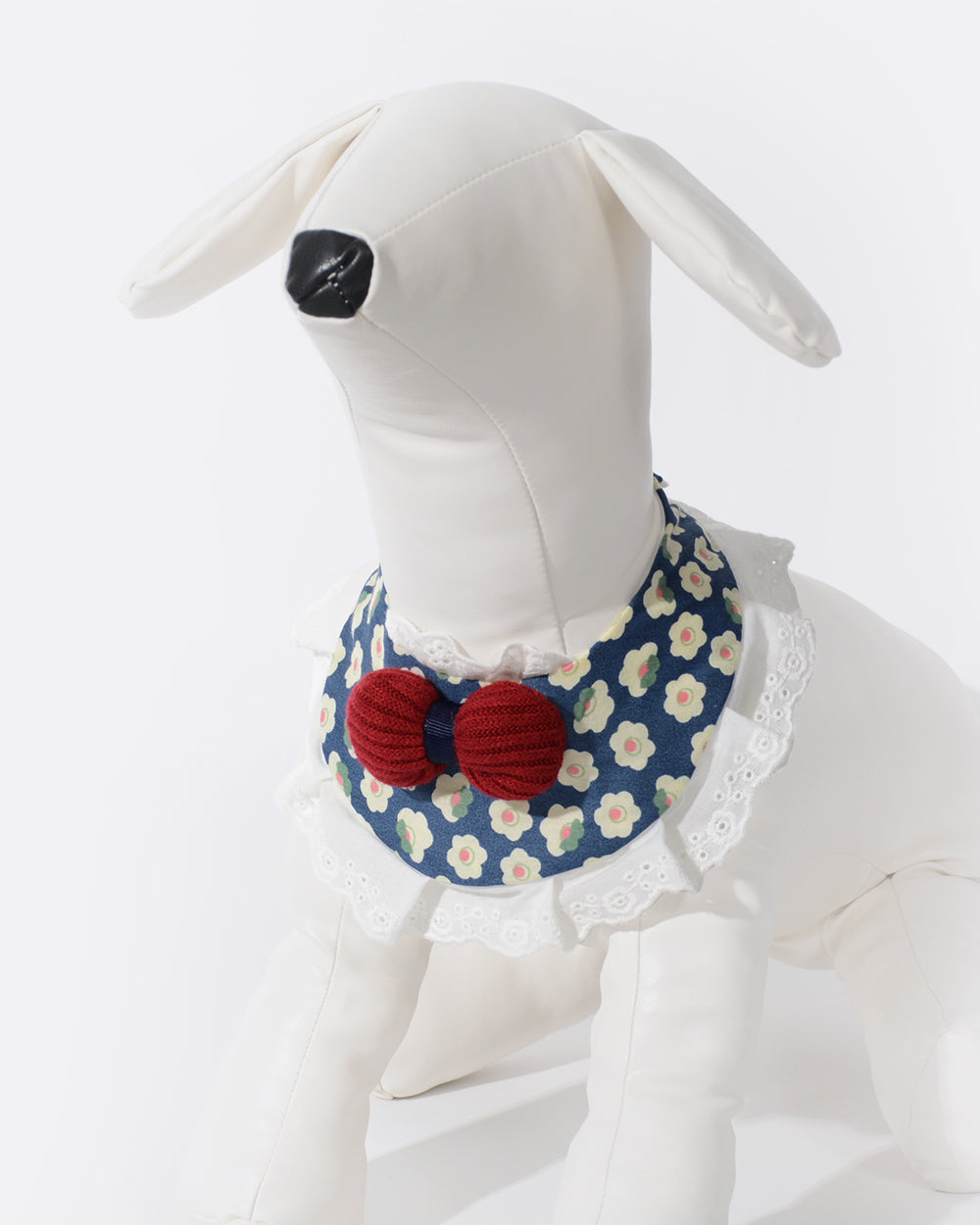 Velcro Ruffled Hem Floral Dog Bib - Bowknot