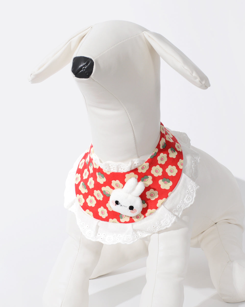 Velcro Ruffled Hem Floral Dog Bib - Bunny